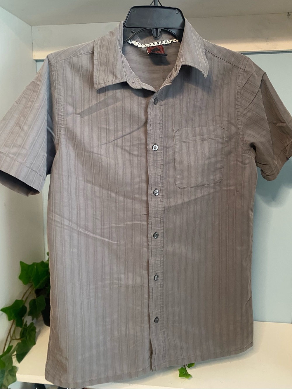 Tony Hawk Y2K grey streetwear tonal-stripe button down utility casual shirt